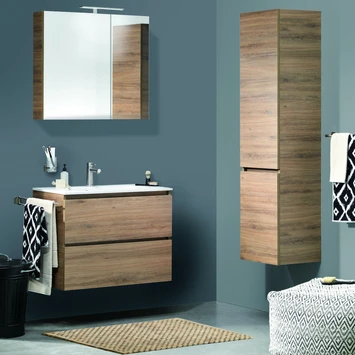 Tiger Karlo badkamermeubel 80 cm chalet eiken met wastafel hoogglans wit Tiger Karlo Badkamermeubel 80 Cm Chalet Eiken Met Wastafel Hoogglans Wit -Badkamerwinkel Voor Thuis 123 635