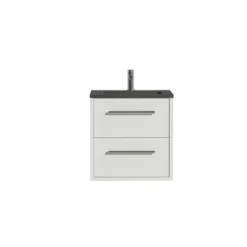 Tiger Badkamermeubel Boston 60cm Hoogglans Wit/matzwart Met RVS Grepen