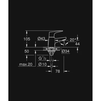 GROHE fonteinkraan Start Flow XS-size met hendel Chroom GROHE Fonteinkraan Start Flow XS-size Met Hendel Chroom -Badkamerwinkel Voor Thuis 123 6574