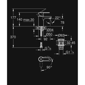 GROHE wastafelkraan Get S-size met hendel en afvoerplug Chroom GROHE Wastafelkraan Get S-size Met Hendel En Afvoerplug Chroom -Badkamerwinkel Voor Thuis 123 6690