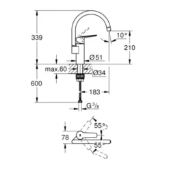 Grohe Keukenkraan Start Hoge Uitloop QuickFix Chroom -Badkamerwinkel Voor Thuis 123 6696