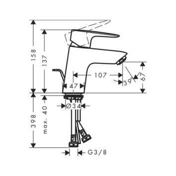 Hansgrohe Wastafelkraan Mysport M 1-greeps met Waste Hansgrohe Wastafelkraan Mysport M 1-greeps Met Waste -Badkamerwinkel Voor Thuis 123 6702