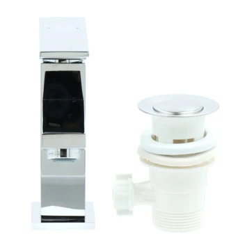 Aqualino Wastafelkraan Panaro met Hendel en Waste Chroom Aqualino Wastafelkraan Panaro Met Hendel En Waste Chroom -Badkamerwinkel Voor Thuis 123 6726