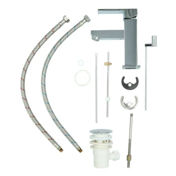 Aqualino Wastafelkraan Panaro met Hendel en Waste Chroom Aqualino Wastafelkraan Panaro Met Hendel En Waste Chroom -Badkamerwinkel Voor Thuis 123 6729