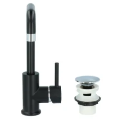 Absolut Wastafelkraan Haiti Met Hendel En Pop-up Afvoerplug Zwart 8 Absolut Wastafelkraan Haiti Met Hendel En Pop-up Afvoerplug Zwart -Badkamerwinkel Voor Thuis 123 6778