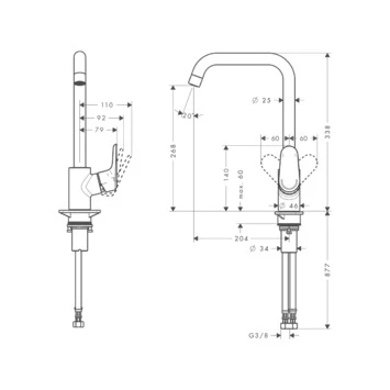 Hansgrohe Keukenkraan Ecos L met Hendel Chroom Hansgrohe Keukenkraan Ecos L Met Hendel Chroom -Badkamerwinkel Voor Thuis 123 6804