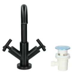 Absolut Wastafelkraan Post 2-knops Zwart 8 Absolut Wastafelkraan Post 2-knops Zwart -Badkamerwinkel Voor Thuis 123 6825