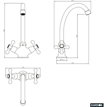 Handson Keukenkraan Louise 2-knops met C-uitloop Chroom Handson Keukenkraan Louise 2-knops Met C-uitloop Chroom -Badkamerwinkel Voor Thuis 123 6852