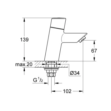 Grohe Fonteinkraan Feel Rechte uitloop met Draaiknop Chroom Grohe Fonteinkraan Feel Rechte Uitloop Met Draaiknop Chroom -Badkamerwinkel Voor Thuis 123 6943