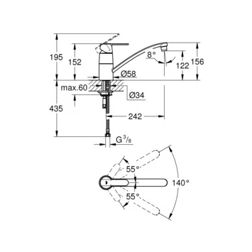 GROHE keukenkraan Get met hendel Chroom GROHE Keukenkraan Get Met Hendel Chroom -Badkamerwinkel Voor Thuis 123 6980