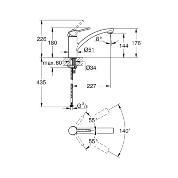 GROHE keukenkraan Swift met hendel Chroom GROHE Keukenkraan Swift Met Hendel Chroom -Badkamerwinkel Voor Thuis 123 7009