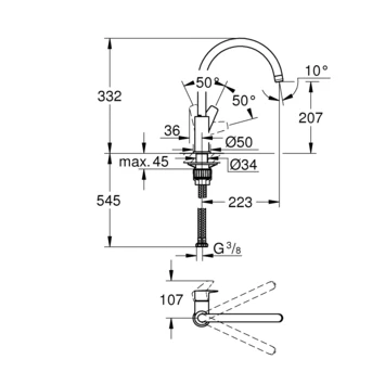 Grohe Start Edge keukenkraan chroom Grohe Start Edge Keukenkraan Chroom -Badkamerwinkel Voor Thuis 123 7029