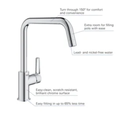 Grohe Keukenkraan Start Hoge U-uitloop QuickFix Chroom -Badkamerwinkel Voor Thuis 123 7115