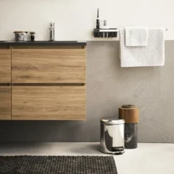 Tiger Karlo Badkamermeubel 120cm Chalet Eik Met Zwart Wastafelblad -Badkamerwinkel Voor Thuis 123 721