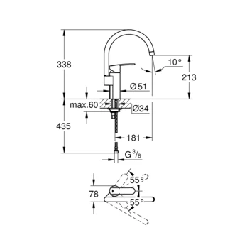 Grohe Keukenkraan Wave Cosmopolitan met Hendel en C-uitloop Chroom Grohe Keukenkraan Wave Cosmopolitan Met Hendel En C-uitloop Chroom -Badkamerwinkel Voor Thuis 123 7211