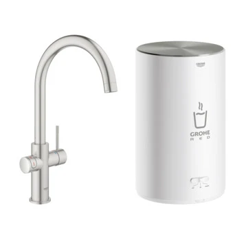 Grohe Red Compact keukenkraan met C-uitloop en 4 liter Kokend Water Boiler Supersteel Grohe Red Compact Keukenkraan Met C-uitloop En 4 Liter Kokend Water Boiler Supersteel -Badkamerwinkel Voor Thuis 123 7256