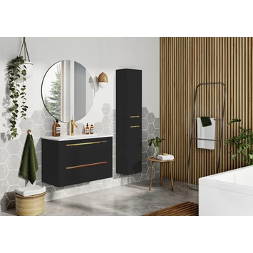 Atlantic badmeubelset Stella met spiegel en witte wastafel 80cm Mat Zwart Atlantic Badmeubelset Stella Met spiegel En Witte Wastafel 80cm Mat Zwart -Badkamerwinkel Voor Thuis 123 73