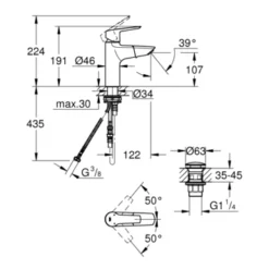 Grohe Wastafelkraan Start M-size Uittrekbaar QuickFix Chroom -Badkamerwinkel Voor Thuis 123 7334