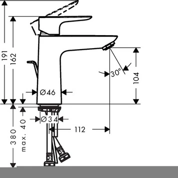 Hansgrohe wastafelkraan Talis E met hendel en waste Wit Hansgrohe Wastafelkraan Talis E Met Hendel En Waste Wit -Badkamerwinkel Voor Thuis 123 7342