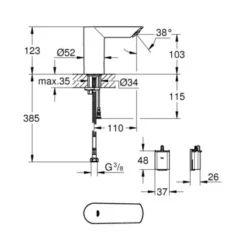 GROHE Fonteinkraan Bau Cosmopolitan Met Infrarood Sensor Chroom 15cm 3 GROHE Fonteinkraan Bau Cosmopolitan Met Infrarood Sensor Chroom 15cm -Badkamerwinkel Voor Thuis 123 7364