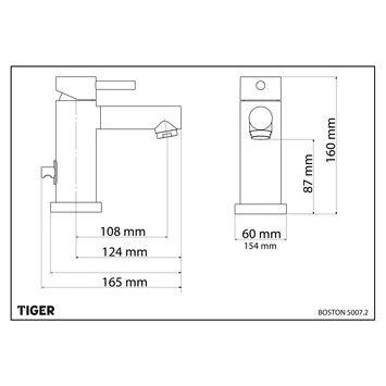 Tiger Wastafelkraan Boston met Hendel en Waste Chroom Tiger Wastafelkraan Boston Met Hendel En Waste Chroom -Badkamerwinkel Voor Thuis 123 7378