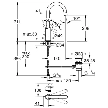 Grohe wastafelkraan Start edge L-size QuickFixchroom Grohe Wastafelkraan Start Edge L-size QuickFixchroom -Badkamerwinkel Voor Thuis 123 7415