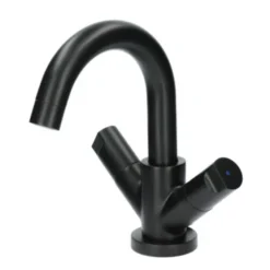 Aqualino Wastafelkraan Fortore 2-knops Met Waste Zwart