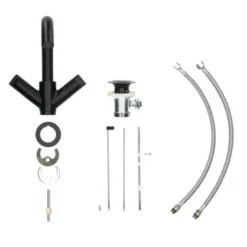 Aqualino Wastafelkraan Fortore 2-knops Met Waste Zwart -Badkamerwinkel Voor Thuis 123 7429