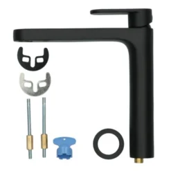 Absolut Wastafelkraan Iode Medium Met Hendel En Waste Zwart -Badkamerwinkel Voor Thuis 123 7444