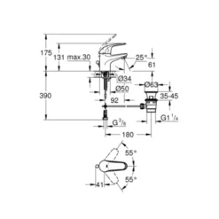 GROHE Wastafelkraan Swift S-size Met Hendel En Waste Chroom 4 GROHE Wastafelkraan Swift S-size Met Hendel En Waste Chroom -Badkamerwinkel Voor Thuis 123 7451