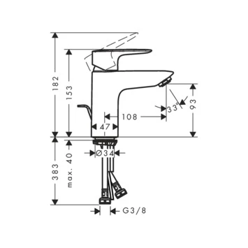 Hansgrohe Mysports L wastafalkraan eengreeps met waste coolstart Hansgrohe Mysports L Wastafalkraan Eengreeps Met Waste Coolstart -Badkamerwinkel Voor Thuis 123 7477