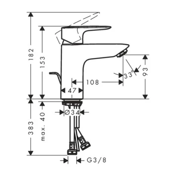 Hansgrohe Mysport L wastafelkraan eengreeps met waste Hansgrohe Mysport L Wastafelkraan Eengreeps Met Waste -Badkamerwinkel Voor Thuis 123 7498