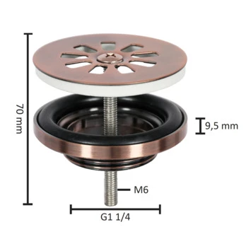 Differnz afvoerplug voor fontein rood koper Differnz Afvoerplug Voor Fontein Rood Koper -Badkamerwinkel Voor Thuis 123 8028