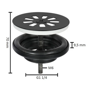 Differnz afvoerplug voor fontein mat zwart Differnz Afvoerplug Voor Fontein Mat Zwart -Badkamerwinkel Voor Thuis 123 8140