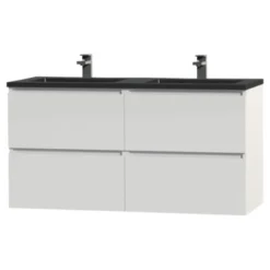 Tiger Karlo Badkamermeubel 120 Cm Hoogglans Wit Met Wastafel Zwart