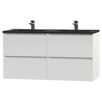 Tiger Karlo badkamermeubel 120 cm hoogglans wit met wastafel zwart Tiger Karlo Badkamermeubel 120 Cm Hoogglans Wit Met Wastafel Zwart -Badkamerwinkel Voor Thuis 123 864