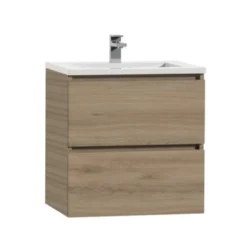 Tiger Karlo Badkamermeubel 60 Cm Chalet Eiken Met Wastafel Hoogglans Wit -Badkamerwinkel Voor Thuis 123 878