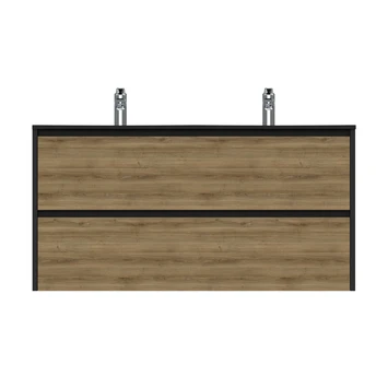 Tiger Reverse Meubelset 120 cm met 2 lades Chalet eik / Mat zwart inclusief Oval wastafel dubbel Mat zwart Tiger Reverse Meubelset 120 Cm Met 2 Lades Chalet Eik / Mat Zwart Inclusief Oval Wastafel Dubbel Mat Zwart -Badkamerwinkel Voor Thuis 123 902