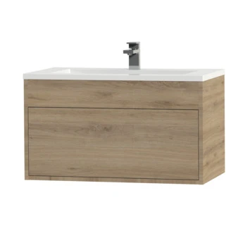 Tiger Helsinki badkamermeubel 80 cm chalet eiken met wastafel polybeton hoogglans wit Tiger Helsinki Badkamermeubel 80 Cm Chalet Eiken Met Wastafel Polybeton Hoogglans Wit -Badkamerwinkel Voor Thuis 123 94