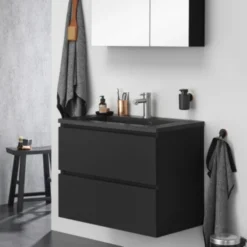 Tiger Badkamermeubelset Karlo 80cm Matzwart Met Zwarte Wastafel 5 Tiger Badkamermeubelset Karlo 80cm Matzwart Met Zwarte Wastafel -Badkamerwinkel Voor Thuis 123 954