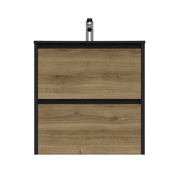 Tiger Reverse Meubelset met 2 lades 60 cm Chalet eik / Mat zwart inclusief Oval wastafel mat zwart Tiger Reverse Meubelset Met 2 Lades 60 Cm Chalet Eik / Mat Zwart Inclusief Oval Wastafel Mat Zwart -Badkamerwinkel Voor Thuis 123 967