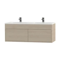 Tiger Helsinki Badkamermeubel 120 Cm Naturel Eiken Met Wastafel Polybeton Hoogglans Wit -Badkamerwinkel Voor Thuis 123 997